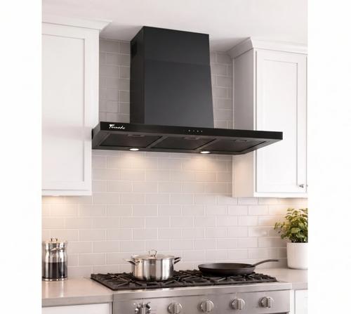 Hota Decorativa Tornado Lara 1200 (90), 1 motor, latime 90 cm, 3 viteze, absorbtie 1200 m3/ora, Negru