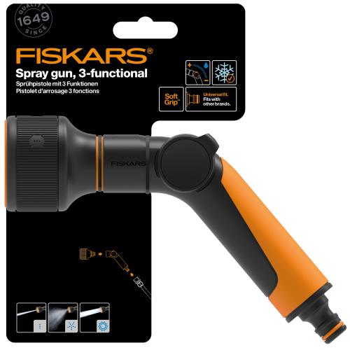 Pistol pentru stropit Fiskars Comfort, 3 functii de udare, control la deget