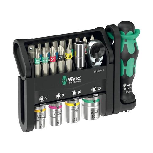 Set surubelnita cu biti si tubulare Wera Tool-Check Modular 1 cu suport si 21 piese