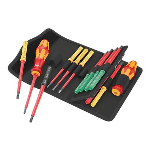 Set surubelnite izolate electric Wera Kraftform Kompakt VDE Universal 1, cu 17 piese si husa textila