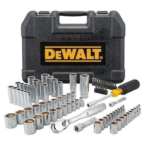 Set chei tubulare cu 84 piese DeWALT DWMT81531-1, tehnologie DirectTorque pentru rezistenta la uzura, crom rezistent la coroziune, 1/4 si 3/8 inch, clichet 72 dinti pentru spatii inguste, marcaje gravate pt. identificare rapida, ideal mecan