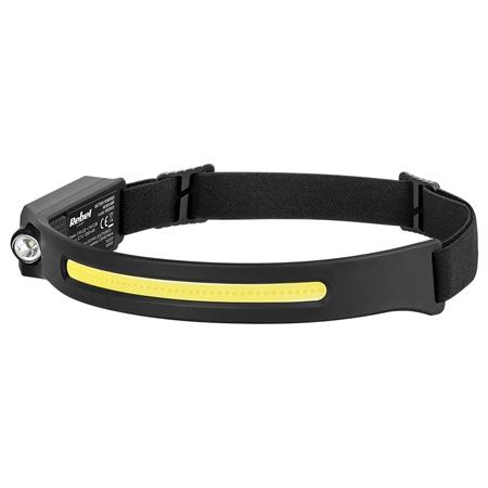 Lanterna cu senzor de miscare REBEL URZ0935-2, 3W LED + 5W LED COB, IPX4, autonomie pana la 8 ore (Negru)