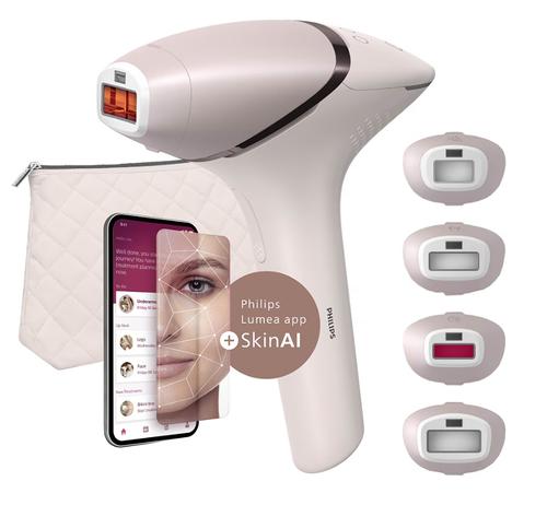 Epilator IPL PHILIPS Lumea Series 9900 BRI976/00, 450.000 de impulsuri, 4 accesorii, Senzor SmartSkin, acumulator (Roz)