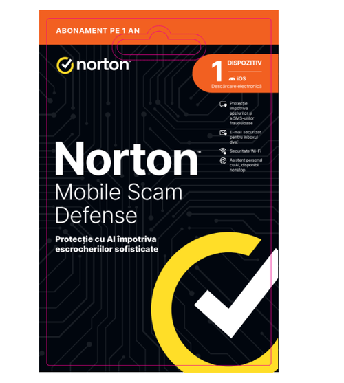 Antivirus Norton Mobile Scam Defense, 1 User, 1 Device, 12 luni, DRMKEY FTP ESD