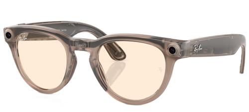 Ochelari de soare Smart Ray-ban META Headliner Shiny Stone RW4009, Wi-Fi 6, Bluetooth, Aparat foto cu filmare, Asistent vocal, 32GB Flash, Meta AI integrat, Lentile Galbene (Gri/Verde)