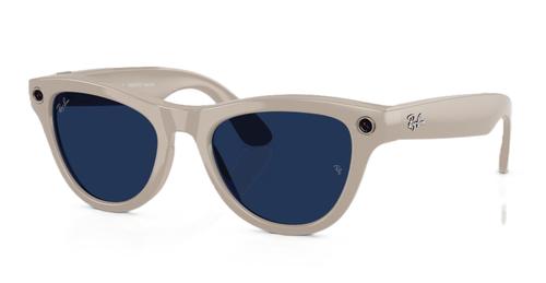 Ochelari Smart Ray-ban META Skyler Shiny Gen 1 RW4010 6700MF 52-20, Wi-Fi 6, Bluetooth, Aparat foto cu filmare, Asistent vocal, 32GB Flash, Lentile cu Tranzitie Transparent/Albastru (Gri)