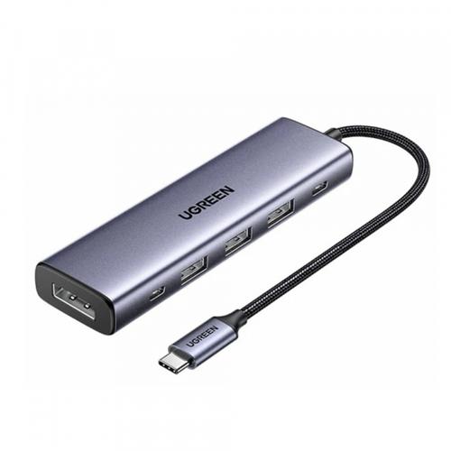 Hub USB-C UGREEN CM511 (75642), 6in1, 3x USB-A, 2x Type-C, 1x DisplayPort (Gri)