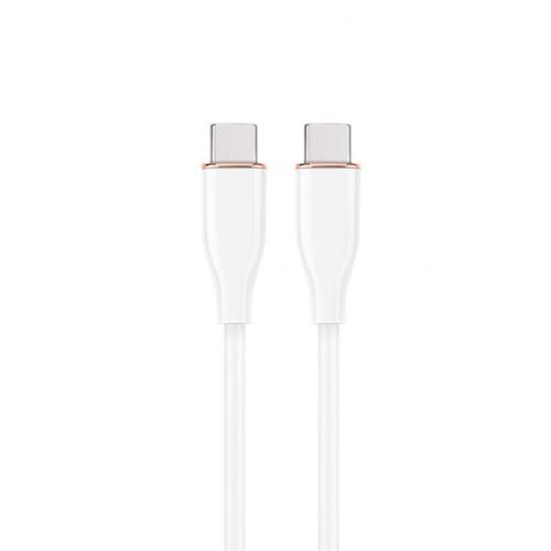 Cablu alimentare si date GEMBIRD CC-USB2S-CMCM-1.5M-W, USB 2.0 Type-C (T) la USB 2.0 Type-C (T), 60W, 1.5m, protectie silicon, Alb