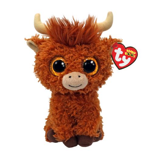 Jucarie de plus TY Boos Alfie Vaca Maro de Munte, 15cm
