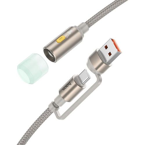 Cablu Hoco UA38C cu LED, USB-A/USB-C, 30cm, aluminiu, Auriu