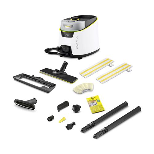 Aparat de curatat cu abur multifunctional Karcher SC 5 Deluxe Signature Line, 2250 W, 4 bar, rezervor 1.3 l, kit curatare podea, accesorii curatare suprafete multiple, pudra de decalcifiere, 1.513-491.0 (Alb)