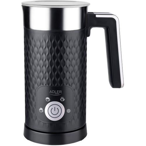 Spumator de lapte Adler AD 4494b, 4 functii, 300 ml, 500W, lapte cald si rece, baza rotativa 360°, oprire automata, ideal pentru cappuccino si latte (Negru)