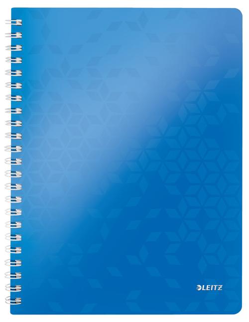 Caiet de birou LEITZ WOW, PP, FSC, reciclabil, A4, 80 coli, cu spira, matematica, Albastru