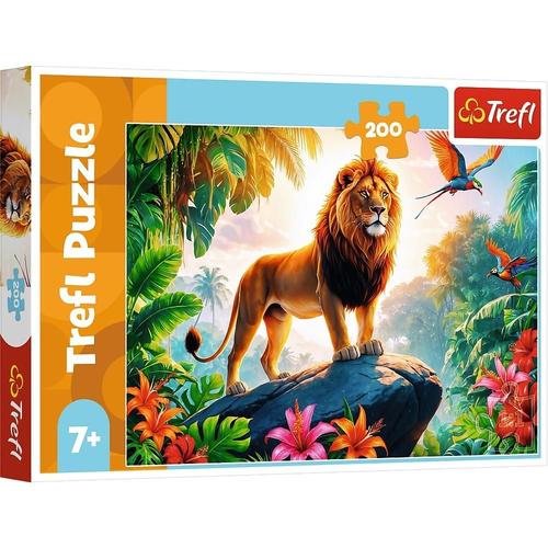 Puzzle 200 elemente, Krol Dzungli, leu, 7-10 ani