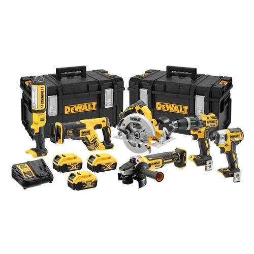 Set 6 scule electrice DeWALT DCK623P3-QW, Masina gaurit si insurubat DeWALT DCD796, Masina insurubat cu impact DeWALT DCF887, Fierastrau circular DeWALT DCS570, Fierastrau alternativ DeWALT DCS367, Polizor DeWALT DCG405, Lanterna cu cap piv