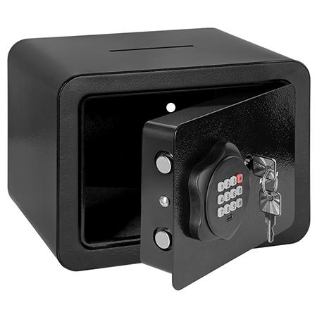 Seif electronic Rebel RB-7001, 2 chei de urgenta, otel, 23 x 17 x 17 cm, Negru