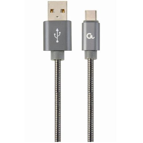 Cablu alimentare si date Gembird, USB 2.0 (T) la USB 2.0 Type-C (T), 2m, Gri /Alb, CC-USB2S-AMCM-2M-BG