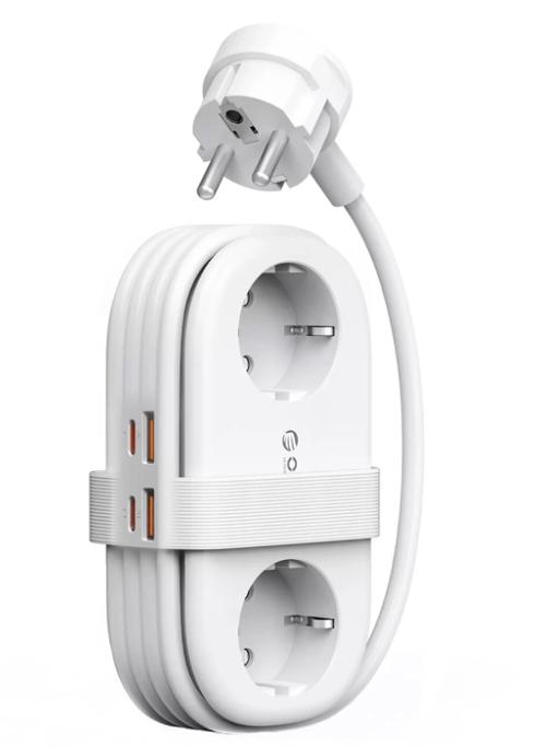 Prelungitor Orico AP3, 2 x Schuko - 2 x USB-A - 2 x USB-C, Alb