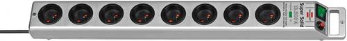 Prelungitor Brennenstuhl SuperSolid, 8 Prize, Impamantare, Cablu 2.5 m, Suprasarcina 4500 A (Argintiu)