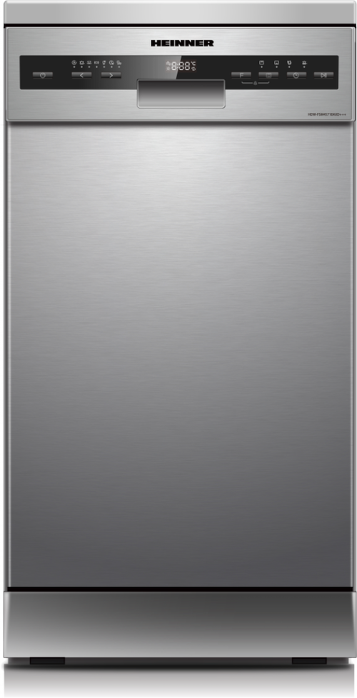 Masina de spalat vase Heinner HDW-FSM45710AXD+++, 10 seturi, Clasa D, Display LED, 7 programe (Argintiu)