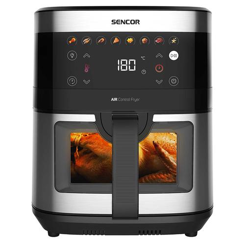 Friteuza cu aer cald Sencor SFR9000SS, 9 L, 1700 W, Afisaj LED, 7 programe (Negru/Argintiu)