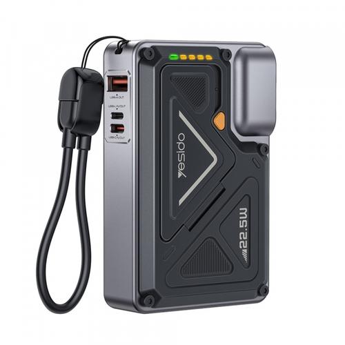 Baterie Externa Yesido YP89, 10000mAh, 22.5W, QC + PD + FQI, 1 x Lightning - 1 x QI - 1 x USB-A - 1 x USB-C (Gri)