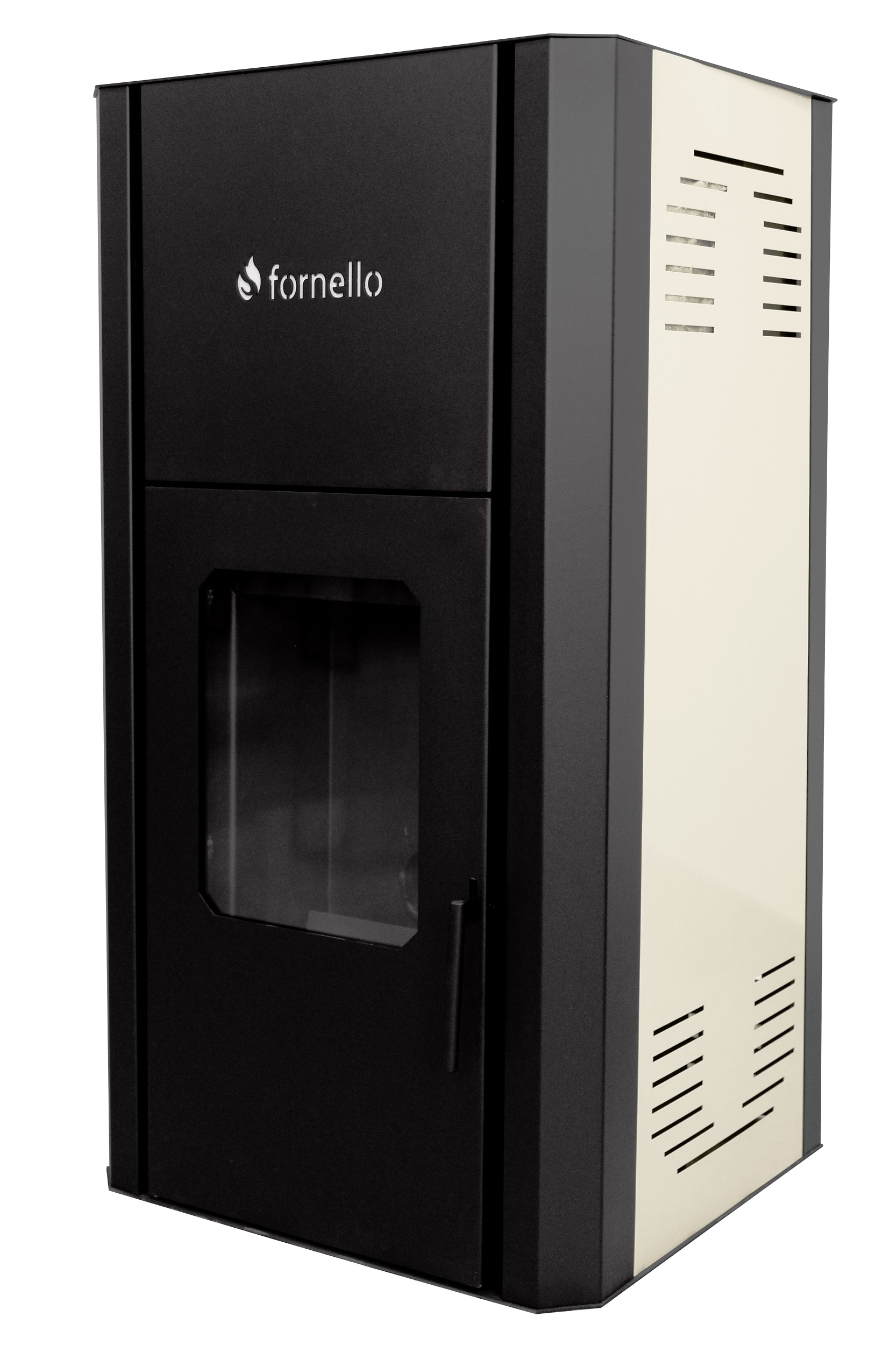 Termosemineu pe peleti Fornello Primo Pellet Ivory 30 kw, complet echipat cu pompa de circulatie, vas expansiune, supapa de siguranta,  buncar de  peleti 30 kg, automatizare, culoare ivory, pana la 200 mp
