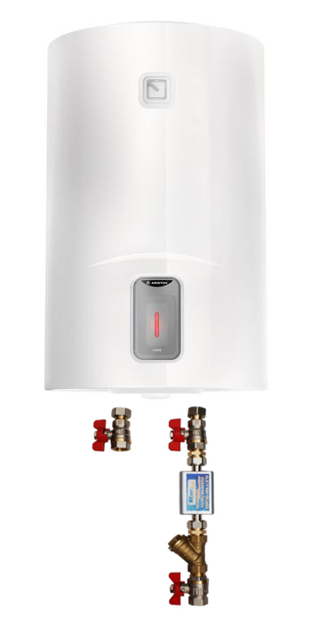 Pachet Boiler electric Ariston Lydos R 80 V, 1800W, rezervor emailat cu Titan, supapa siguranta si kit de montaj inclus