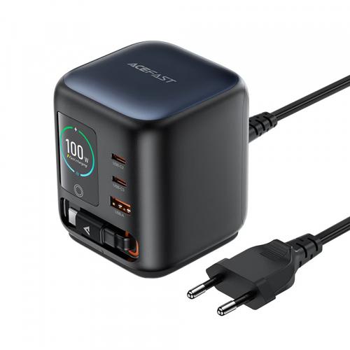 Incarcator Statie Cu Cablu USB-C Acefast Z10, 100W, 1 x USB-A - 2 x USB-C (Negru)
