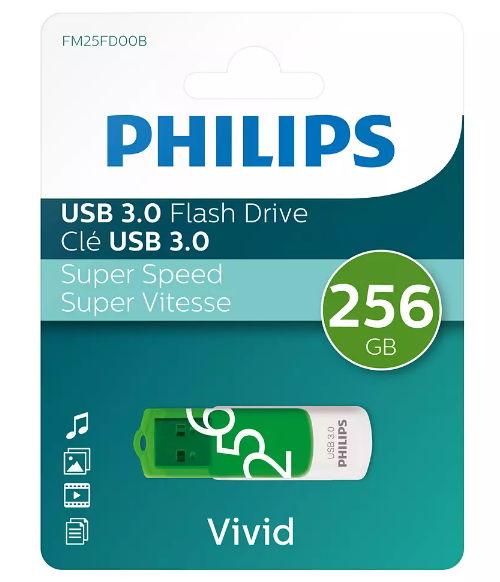 Stick USB Philips Vivid Edition, 256GB, USB 3.0 (Verde/Alb)