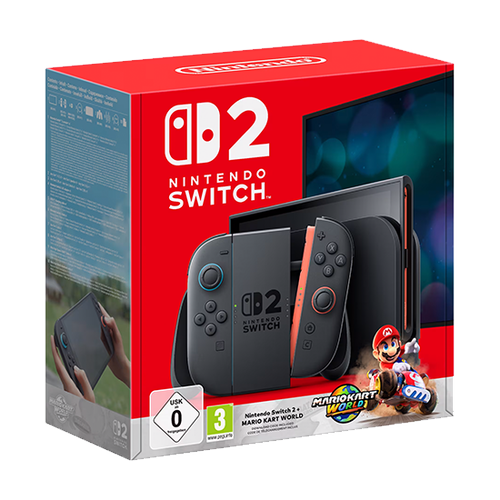 Consola Nintendo Switch 2, LCD HDR10 7.9inch, 256GB Flash, Wi-Fi, Bluetooth, Light Blue/Light Red JoyCon + Mario Kart World (Negru)