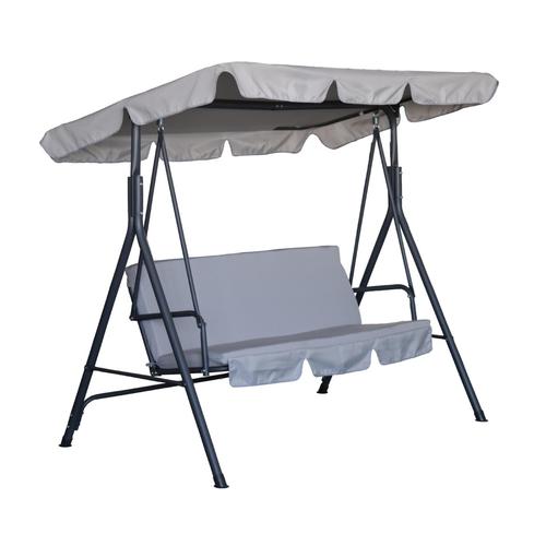 Balansoar gradina ADEO, pentru 3 persoane, otel/textil, 170 x 112 x 151 cm, Gri