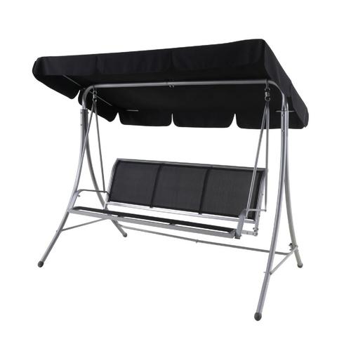 Balansoar gradina ADEO, pentru 3 persoane, otel/textil, 202 x 118 x 157.5 cm, Gri