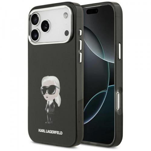 Husa Karl Lagerfeld IML Aquarelle Karl Ikonik MagSafe pentru Apple iPhone 17 Pro Max, Neagra
