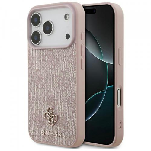 Husa MagSafe pentru Apple iPhone 17 Pro, Guess, 4G Small and Classic Logo, Roz