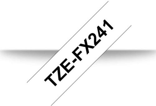 Banda laminata flexibila Brother TZe-FX241, 18mm/8m, Negru/Alb