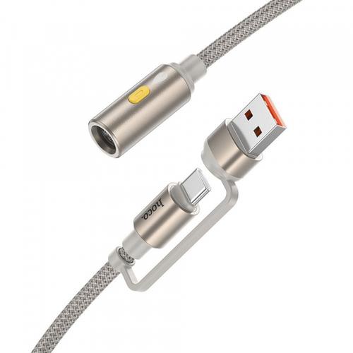 Bricheta Electrica HOCO UA38B, USB-C / USB-A, 0.3m (Auriu)