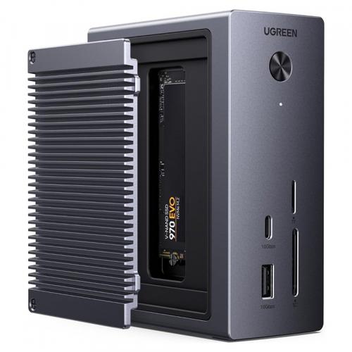 Hub Multifunctional UGREEN CM923 (55735), 10in1, HDMI, 2x Type-C, 3x USB, SD Card, TF Card, RJ45, slot SSD intern (Gri)