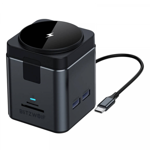Hub USB-C cu Incarcare Wireless QI BlitzWolf BW-TH17, 9in1 (Negru)