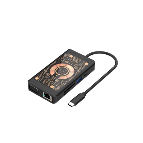 Hub USB-C cu Incarcare Wireless QI Qualo QTPB5-HUB-18, 9in1 (Gri)