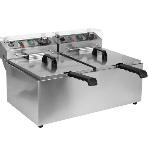 Friteuza profesionala, dubla electrica Yato Gastro, capacitate 2 x 8 L, putere 2 x 3.3 kW, 425x580x335 mm, Monofazat (Inox)