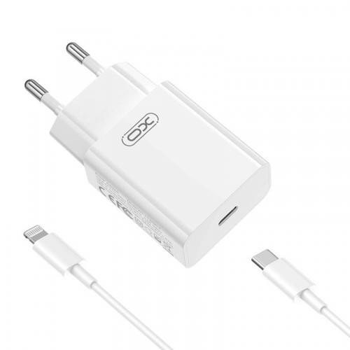 Incarcator Retea Cu Cablu Lightning XO Design L126, 20W, 3A, 1 x USB-C (Alb)