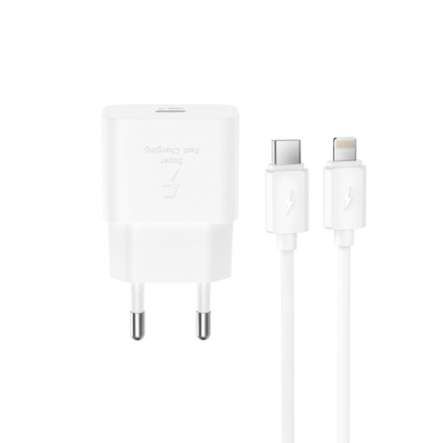 Incarcator Retea Cu Cablu Lightning XO Design L167, 25W, 3A, 1 x USB-C (Alb)