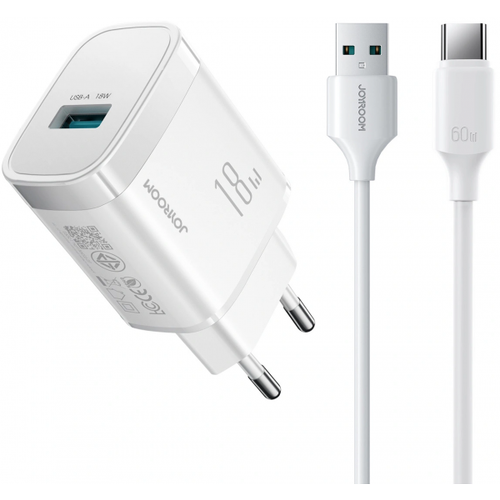 Incarcator Retea Cu Cablu USB-C Joyroom JR-TF4, 18W, 3A, 1 x USB-A (Alb)