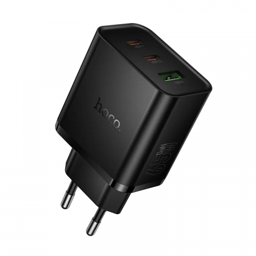 Incarcator Retea HOCO N75, 65W, 3A, 1 x USB-A - 2 x USB-C (Negru)