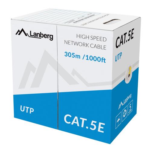 Rola cablu UTP, Lanberg 42763, cat5e, lungime 305m, AWG 24, 100 MHz, solid CCA, ethernet