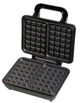 Aparat preparare waffle Lafe GFH-001, 1000 W, Placi antiaderente, Indicator luminos (Negru/Argintiu)