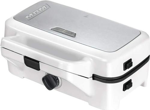 Sandwich Maker MPM MOP-33M, 1200 W, 3 Tipuri de placi Grill/ Sandwich/ Waffle, Placi antiaderente (Alb/Argintiu)