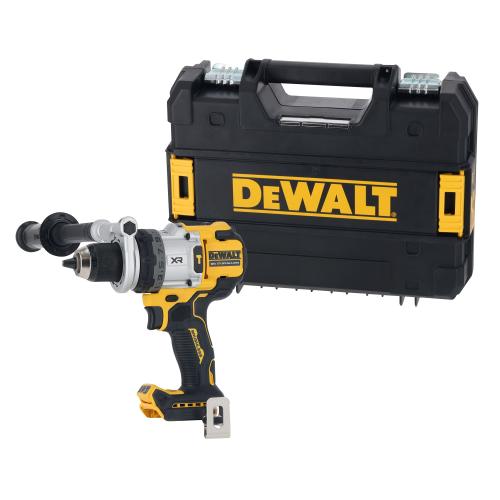 Masina compacta de gaurit si insurubat (bormasina) pe acumulator cu percutie DeWALT DCD1007NT, 18V XR, motor fara perii, iluminare LED, sistem anti-rotatie, cuplu 169 Nm, 2250 RPM, 38.250 percutii/min, cutie TSTAK, nu include incarcator/acu