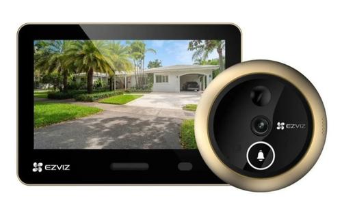 Vizor cu sonerie usa si monitor EZVIZ EP4 CS-EP4 (8MP) Golden, 4K 8MP, 5.5 inch, Wi-Fi, recunoastere faciala, PIR, audio, IP54 (Auriu)